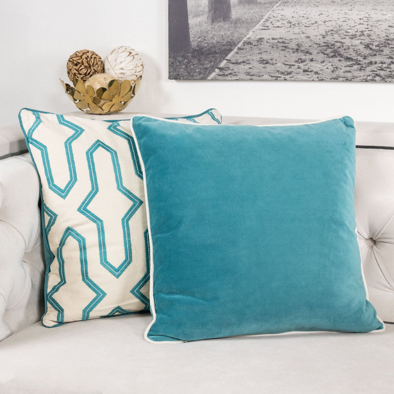 Claudira Square Pillow Cover & Insert, Turquoise