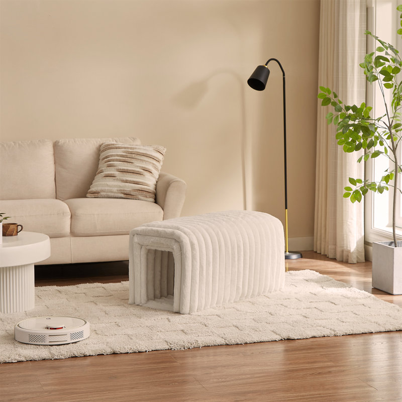 Banc de rangement avec repose-pieds, nid de chat à cacher, banc en forme d'arche creuse, banc multifonctionnel, Crème, crème