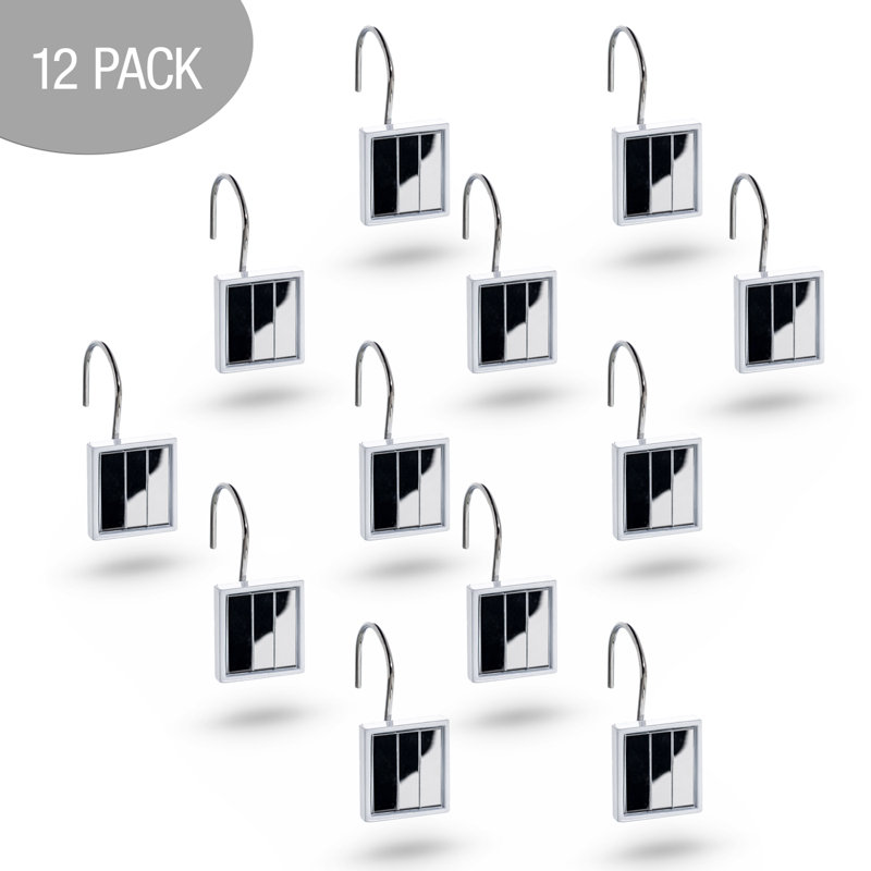 Elegant Quilted Mirror Resin Shower Curtain Hooks Set