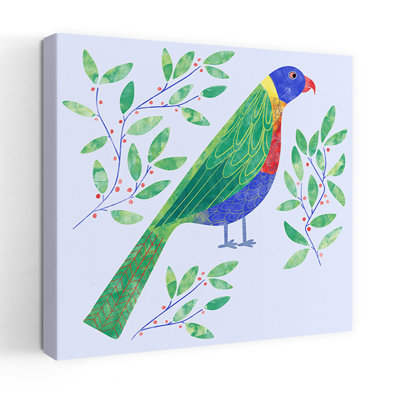 Oiseau tropical coloré, vibrant et fantaisiste, impression d'art mural sur le thème de la nature tropicale