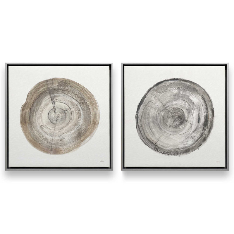 Ensemble de 2 impressions sur toile Rings of Time Duo II, Cadre flottant en chrome poli, H 25 po x l 50 po x P 1,75 po