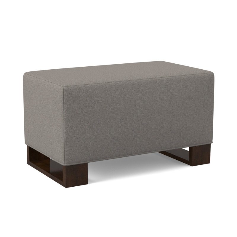Buttress Upholstered Ottoman, American Walnut, Kinsley Sky Viscose