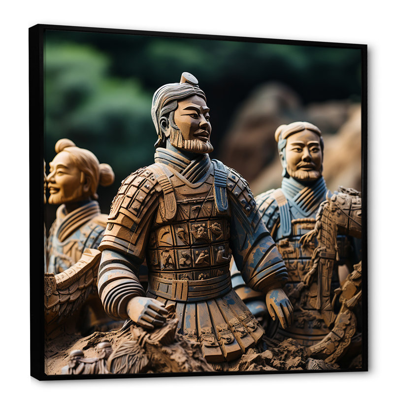 China Terracotta Warriors 1 - Art mural chinois, Cadre flottant noir, H 16 po x l 16 po