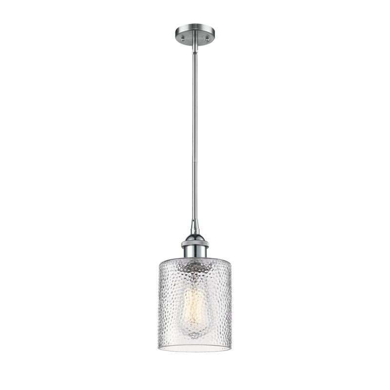 Luminaire suspendu cylindrique 1 lumière Leilani, Chrome poli, Transparent, Ampoule DEL 6 watts Vinage