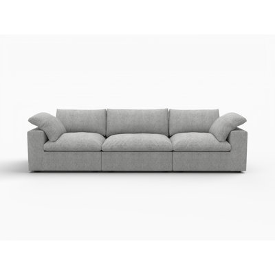 Canapé modulaire Gracie Mills 120 po en lin mélangé gris pâle avec coussins décoratifs