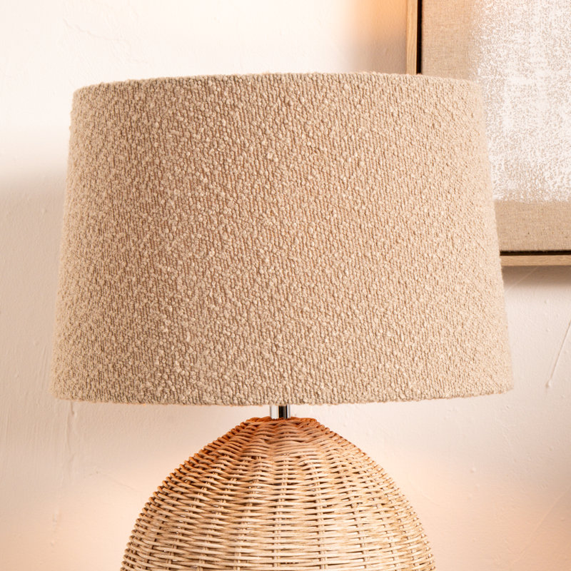 Round Boucle Lamp Shade (Uno) , Taupe, 32cm H x 50cm W x 50cm D