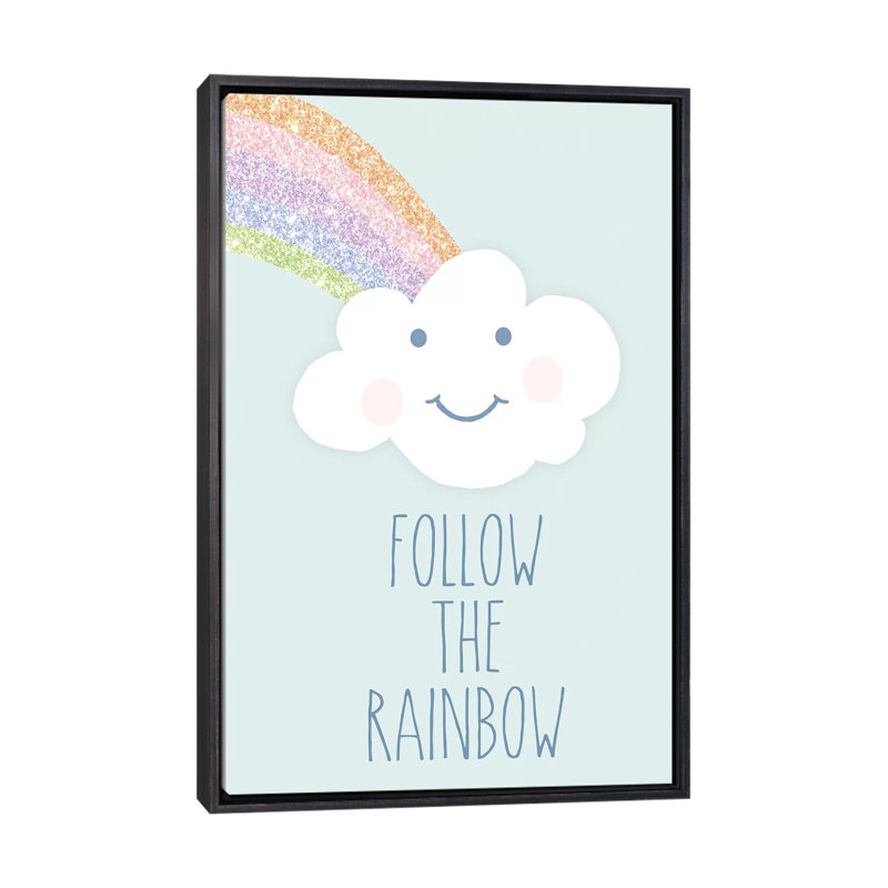 «Follow the Rainbow» par Anna Quach - impression d'art graphique, H 26 po x l 18 po x 1,5 po, Toile avec cadre noir patiné