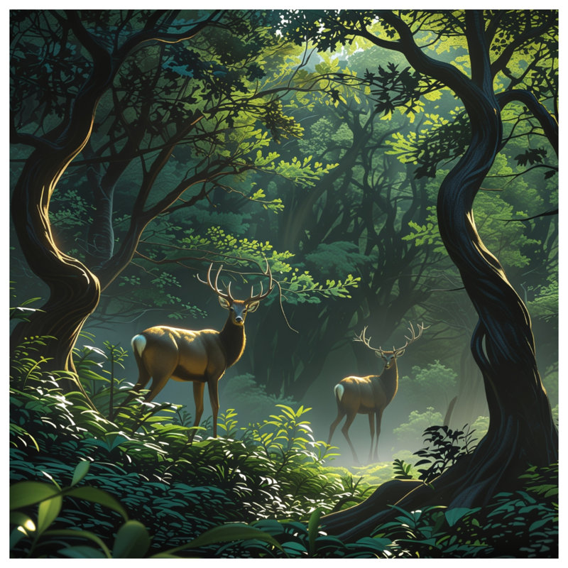 Housses de couette cerf dans la forêt, Grand lit