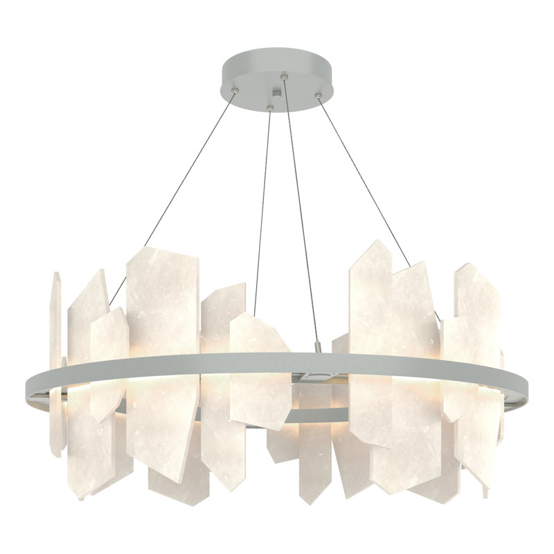 Volterra Wagon Wheel LED Chandelier, Vintage Platinum