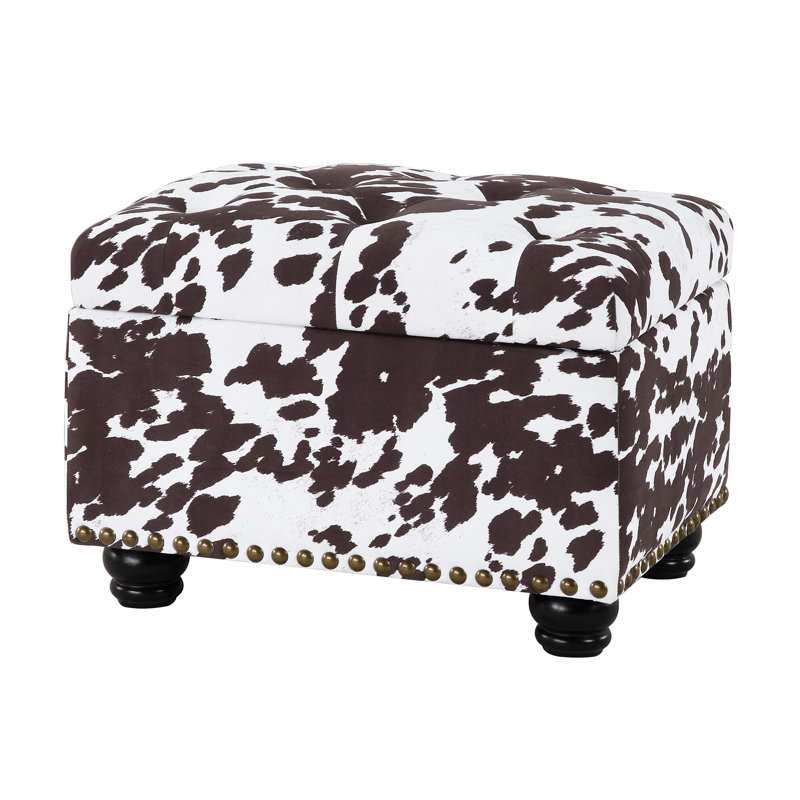 Repose-pieds avec rangement Frontenac, Brown Cow Print Fabric