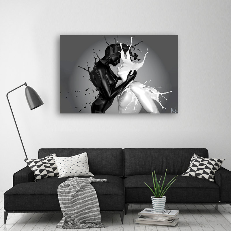 Coffee And Milk Abstraction - No Frame Print on Canvas, 60cm H x 90cm W