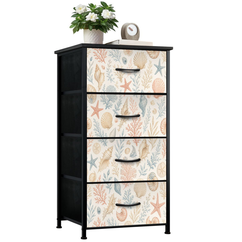 Commode de rangement verticale 4 tiroirs Seashell
