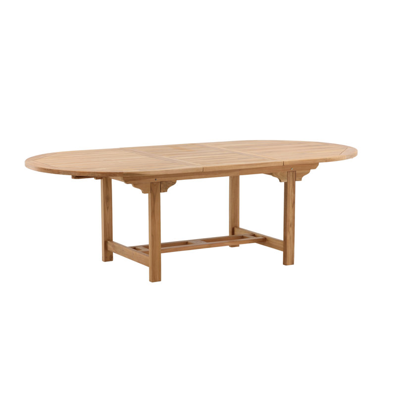 Giolou Rectangular Teak Solid Wood Extendable Outdoor Dining Table - 180 cm W 100 cm D