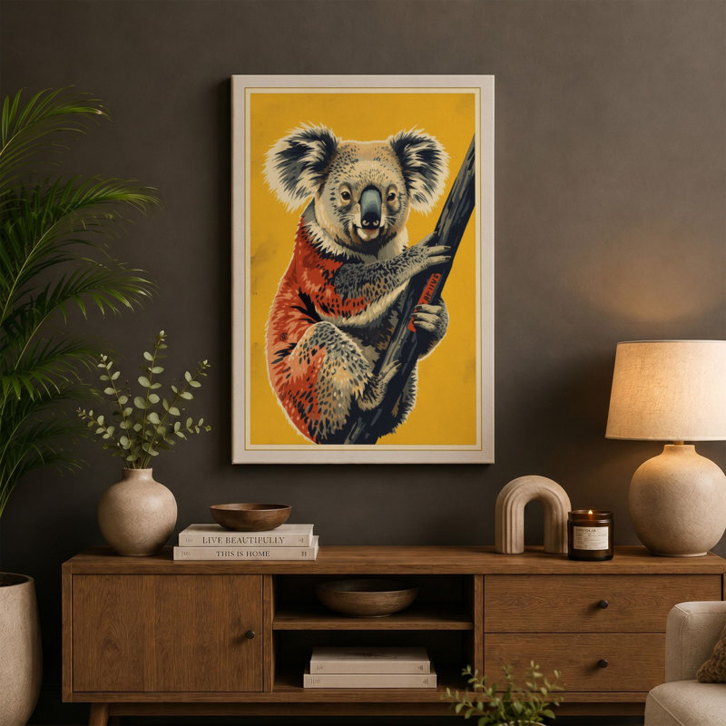 Koala on Branch Modern - Wrapped Canvas, 30x20 - 76.2 x 50.8 cm, White Border