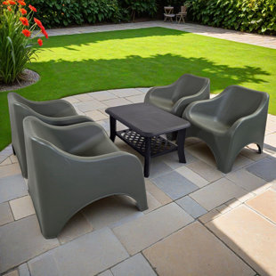SAVONA Coffee Table with 4 VERONA RELAX Chairs Set Aqua Blue