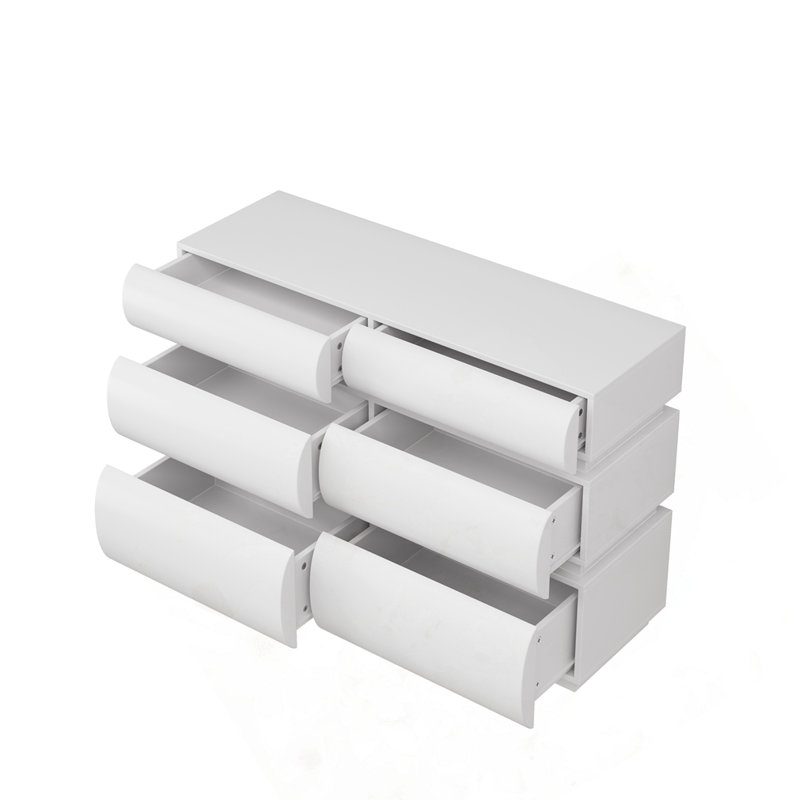Commode 6 tiroirs pour chambre à coucher, Blanc