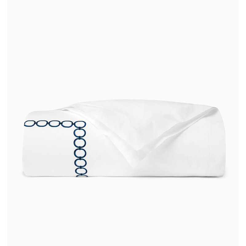 Catena Duvet Cover, White/Navy, King Duvet Cover