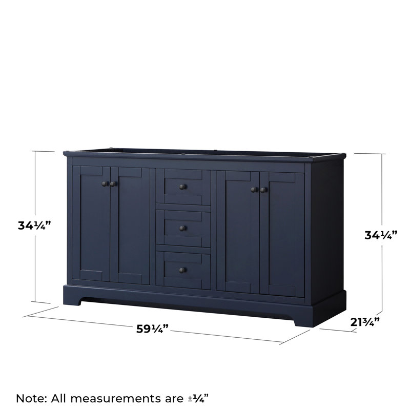 Avery 59.25'' Double Bathroom Vanity Base Only, Dark Blue/Matte Black