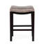 Tabouret de comptoir pliable en tissu gris clouté de 2 places avec siège en bois, idéal pour bistro en plein air, d'une profondeur de 18,25 po, d'une largeur de 12 po, d'une hauteur de 26,75 po, d'un bistro de 12,43 lb