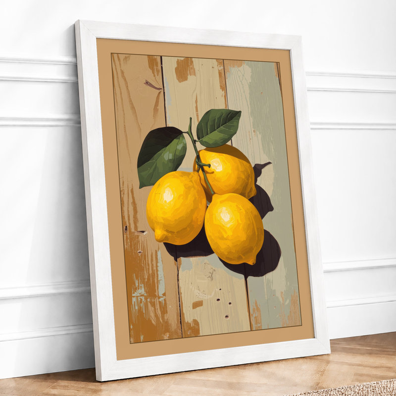 Lemons And Leaves Botanical - Print, A1 - 84.1 x 59.4 cm, White