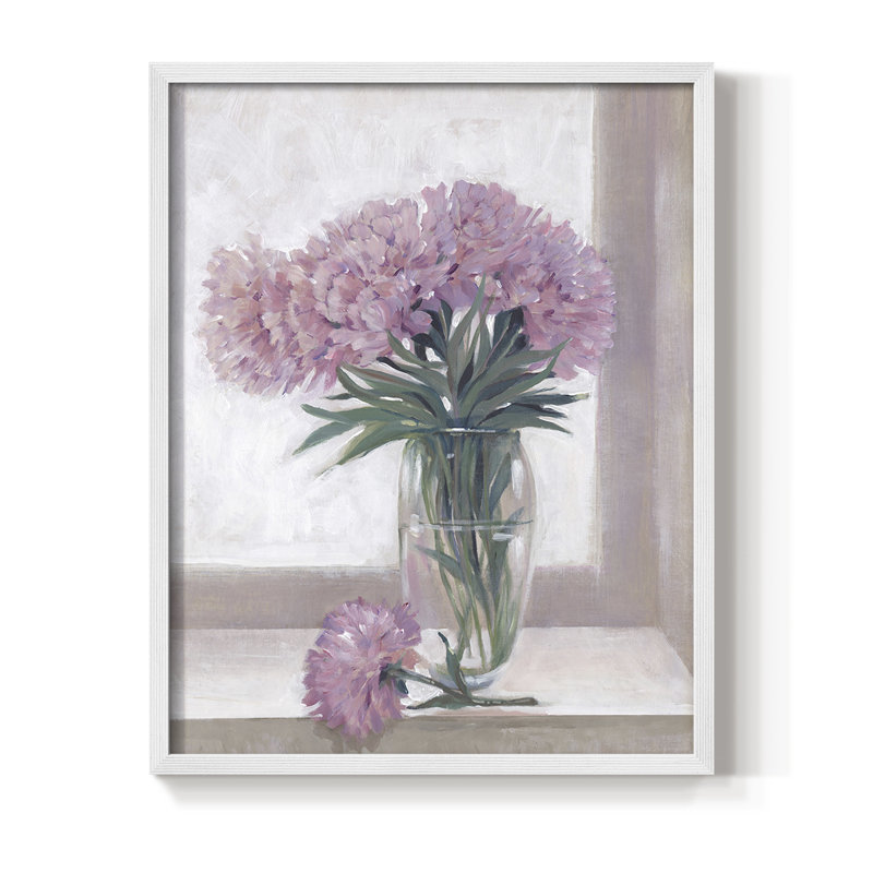 Impression encadrée Windowsill Floral I - bois massif, H 10 po x l 8 po, Blanc