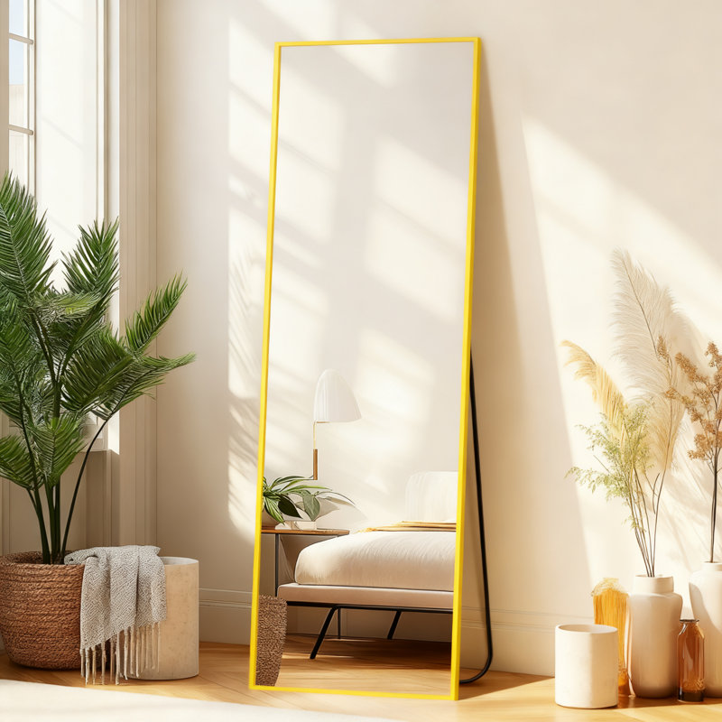 Full Length Standing Mirror, 56X15, For Wall Or Floor Use In Bedroom, Bathroom, Living Room With Aluminum Frame (Gold), Gold