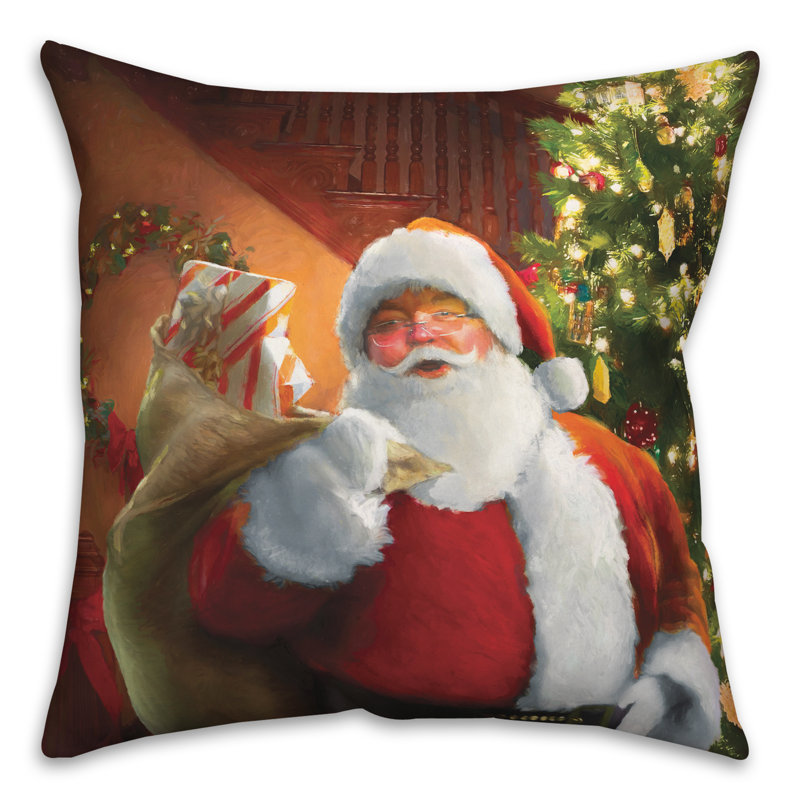  Housse et insert de coussin carré Père Noël en costume, H 18 po x l 18 po