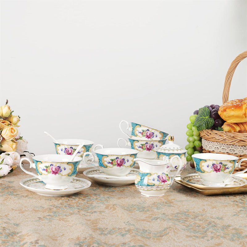 DNGJU 30.4oz. Floral Teapot Set