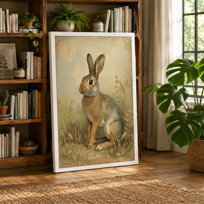 Study of Brown Rabbit Vintage - Wrapped Canvas