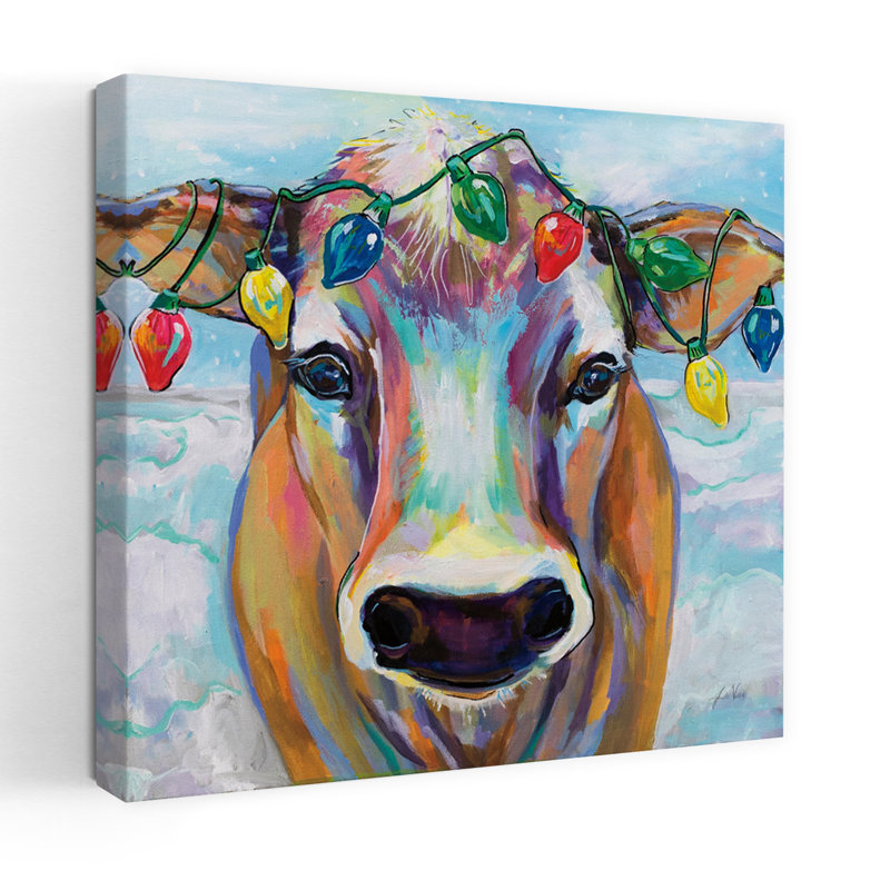 Art contemporain avec des animaux de grange, H 24 po x l 24 po