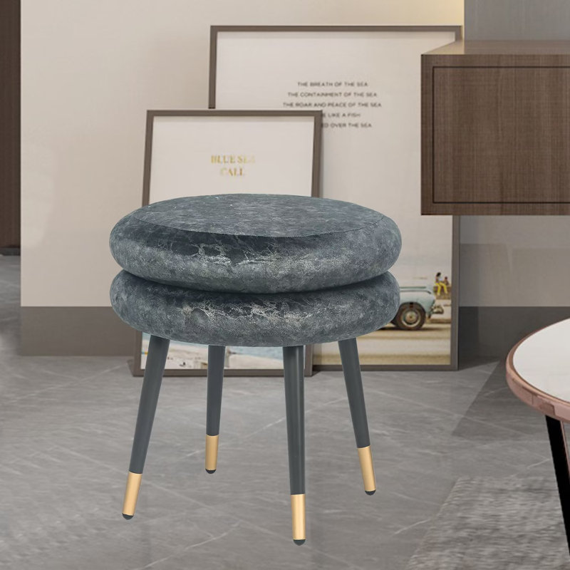 Velvet Ottoman, Dark Gray Velvet, Dark Gray