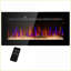 Foyers électriques 40 po encastré / mural avec télécommande, bûche / flamme de cristal | Acier | Argent mat