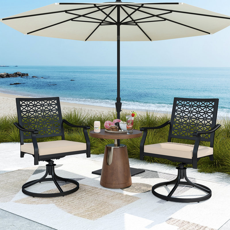 4 chaises de patio pivotantes avec coussins Patiojoy