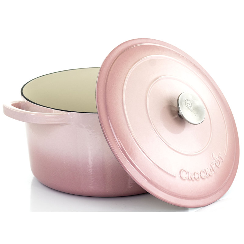 Crock-Pot Artisan 7 pte Cocotte en fonte antiadhésive ronde avec couvercle, Rose
