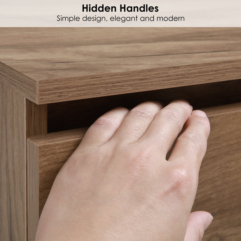 Brown Manufactured Wood 3-Drawer Nightstand Set of 2