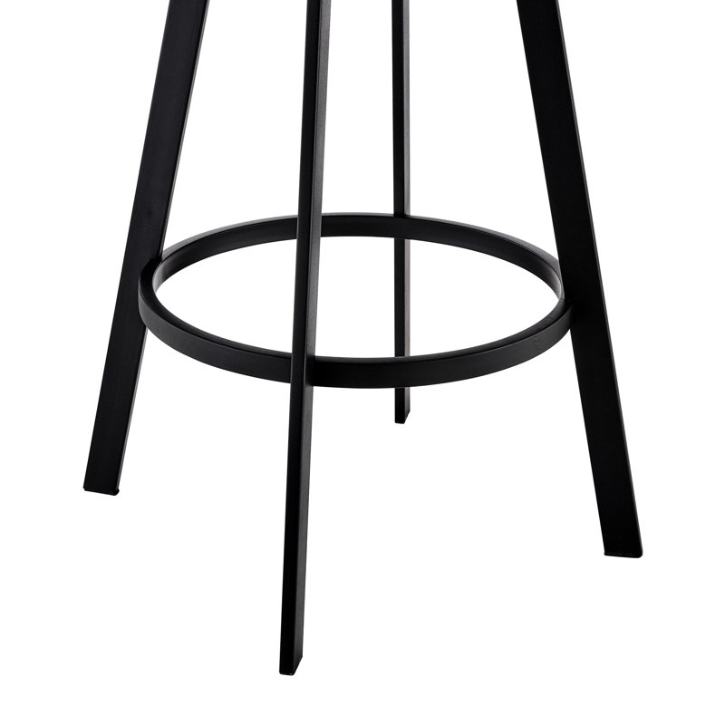 Tabouret de bar pivotant de 26 po à hauteur de comptoir avec similicuir gris et finition noir mat - rotation à 360 degrés, siège confortable, base stable