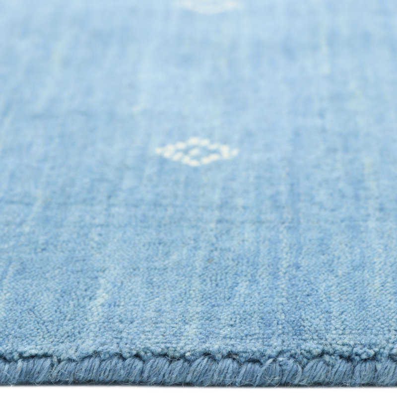 Simi Hand Knotted Cotton/Wool Southwestern Area Rug, Blue, Rectangle 3' x 5'