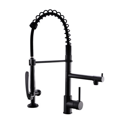 Black And Nickel Kitchen Faucet With Pull Down - Single Handle, Hot Cold Flow, Corrosion , Modern Sink Finish, Brass Material, 360 Rotatable, Contemporary Tap