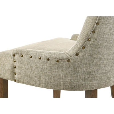 Ensemble de 2 chaises d'appoint en tissu beige et finition chêne récupéré