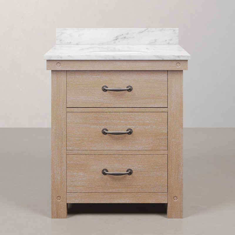 Jessen 30'' W Single Vanity, Rustic Sienna, Carrara White