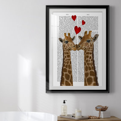 20_Giraffe Love, reproduction encadrée de qualité supérieure - prête à être accrochée