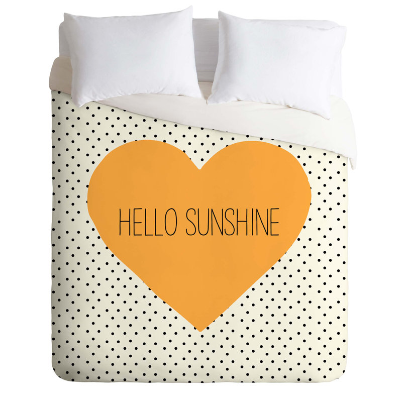 Ensemble de housse de couette coeur hello soleil, Housse de couette simple / simple TG et 1 taie dé