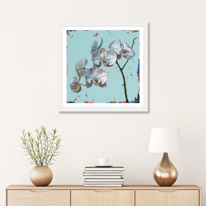 «Flowers X» par David Palmer - reproduction d'art, H 16 po x l 16 po x p 1 po, Encadré par un papier blanc