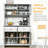 63.5" Kitchen Pantry Storage Cabinet With And Drawer System, 4 Shelves & Drawers, Ash Grey, Accommodates Various Items Appliances Securely Cabinet, Shelves, Glass Doors, Open Microwave Countertop