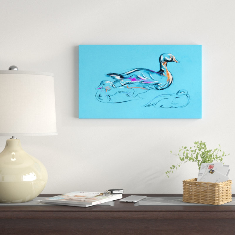 Canard - croquis d'animaux, H 16 po x l 32 po x P 1 po, Toile tendue