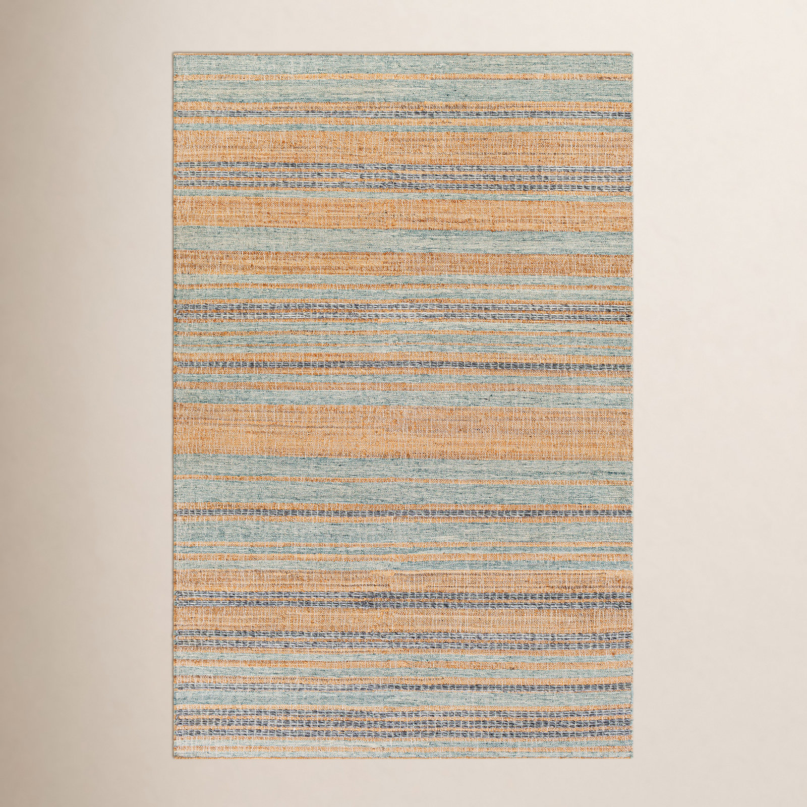 Murrayville Gray Blue Flatweave Striped Jute Rug, Rectangle 2' x 3'