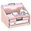 Organisateur de dossiers de bureau, 4 plateaux à lettres et 2 sections verticales, organisateur de papier pour bureau avec bacs à lettres à niveaux et porte-documents verticaux (rose)