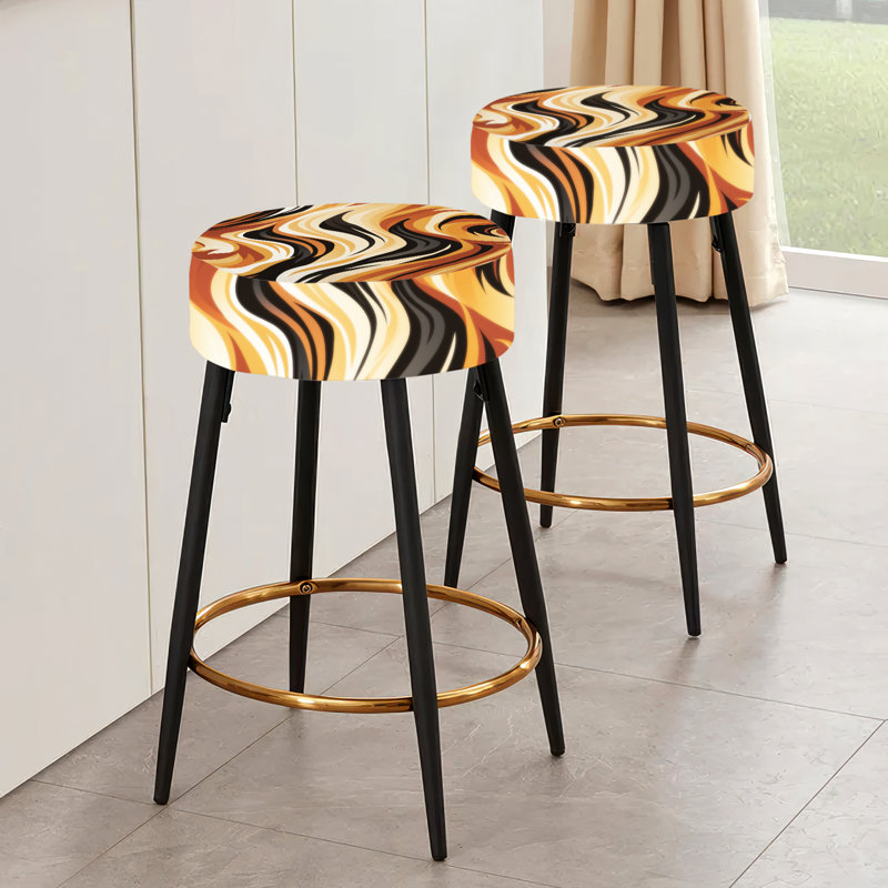 Ensemble de 2 tabourets de bar abstraits à rayures zébrées Mocha