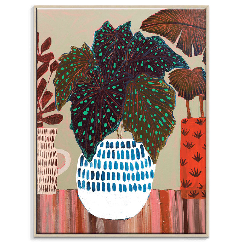 Begonia 1 Piece Painting, 51cm H x 41cm W x 5cm D, Brown Framed