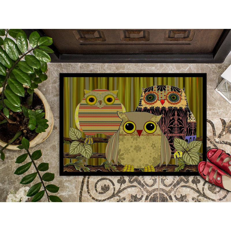 Tapis de porte d’extérieur anti-dérapant hibou automne, Rectangle 2 pi x 3 pi